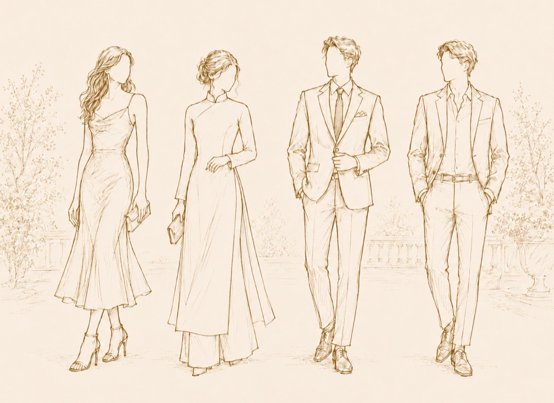 Illustration of cocktail attire